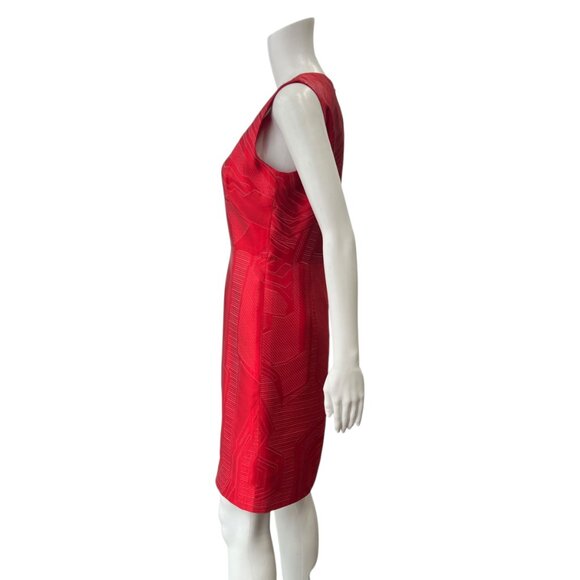 Fendi Red Geometric Dress sleeveless v-neck zip closure no material tag - Picture 7 of 8